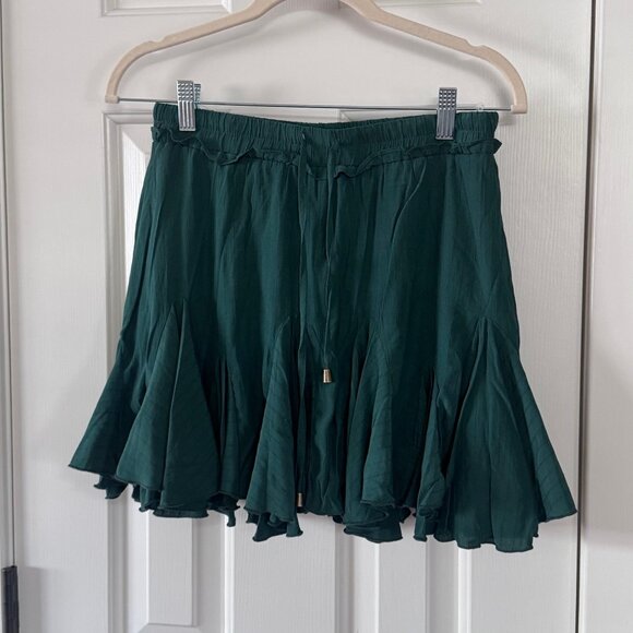 Entro Dark Green Ruffle Swing Skirt Size M Medium - Picture 1 of 8